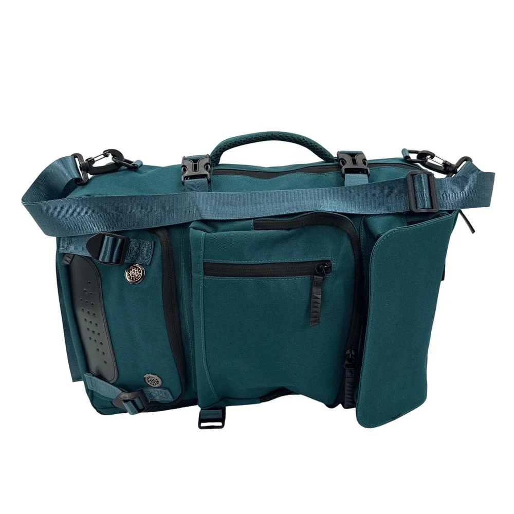 Convertible Tactical Backpack Messenger Bag Teal Blue Multi-Pocket Travel Duffel